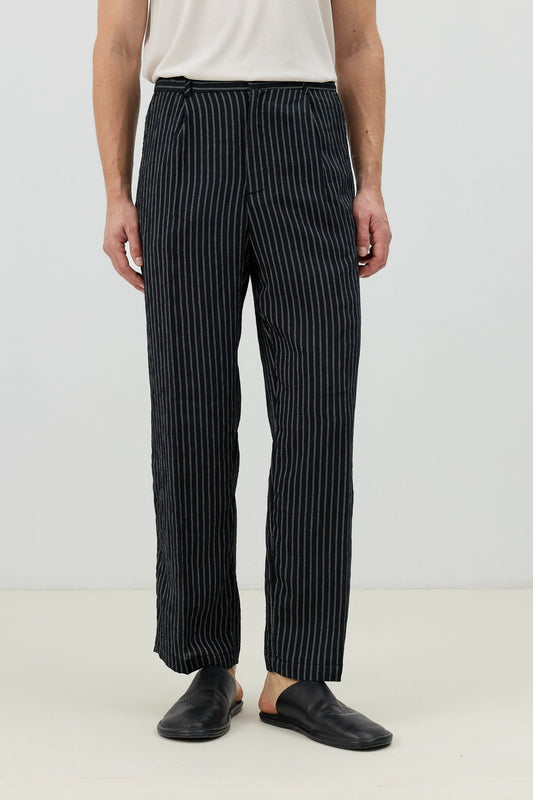 Men's Relaxed-Fit Striped Pants with Modal Blend
