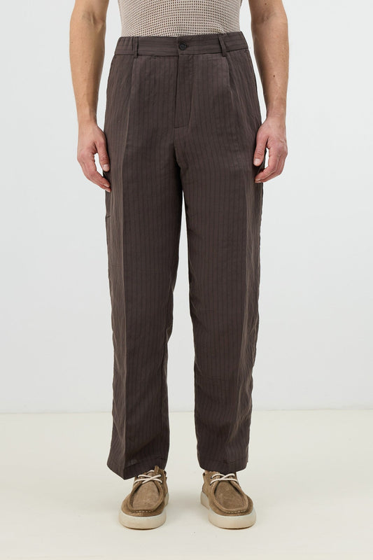 Men's Relaxed-Fit Striped Pants with Modal Blend