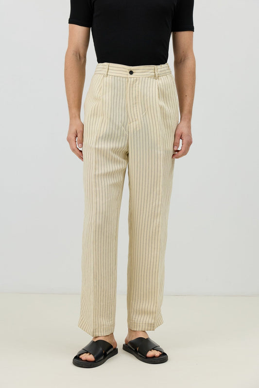 Men's Relaxed-Fit Striped Pants with Modal Blend