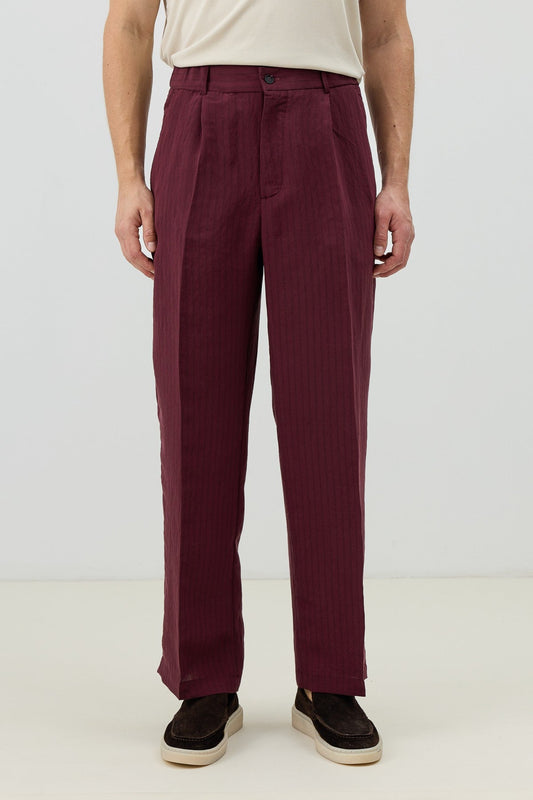 Men's Relaxed-Fit Striped Pants with Modal Blend