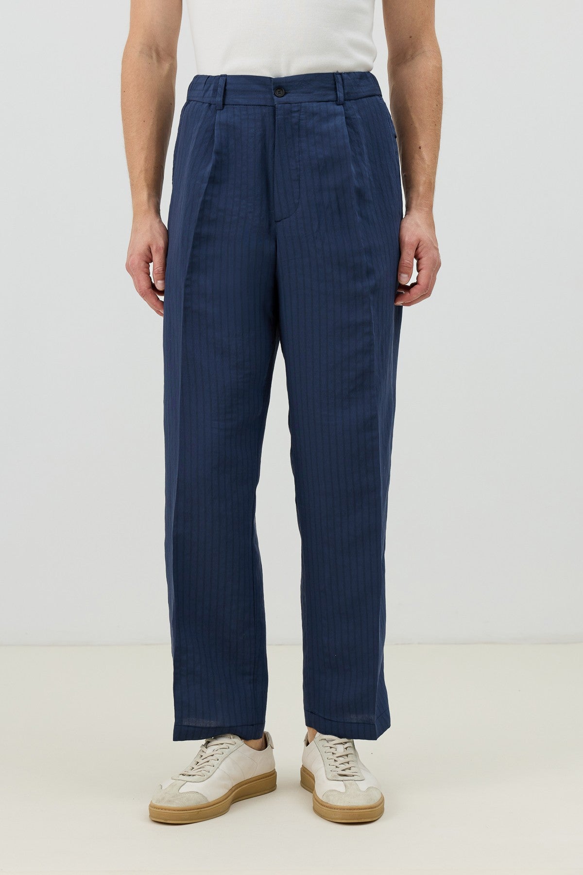 Men's Relaxed-Fit Striped Pants with Modal Blend