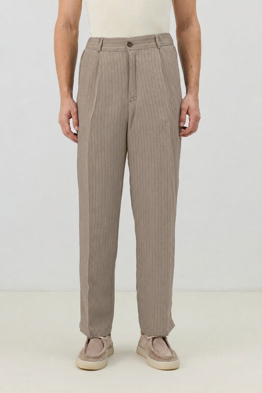 Men's Relaxed-Fit Striped Pants with Modal Blend