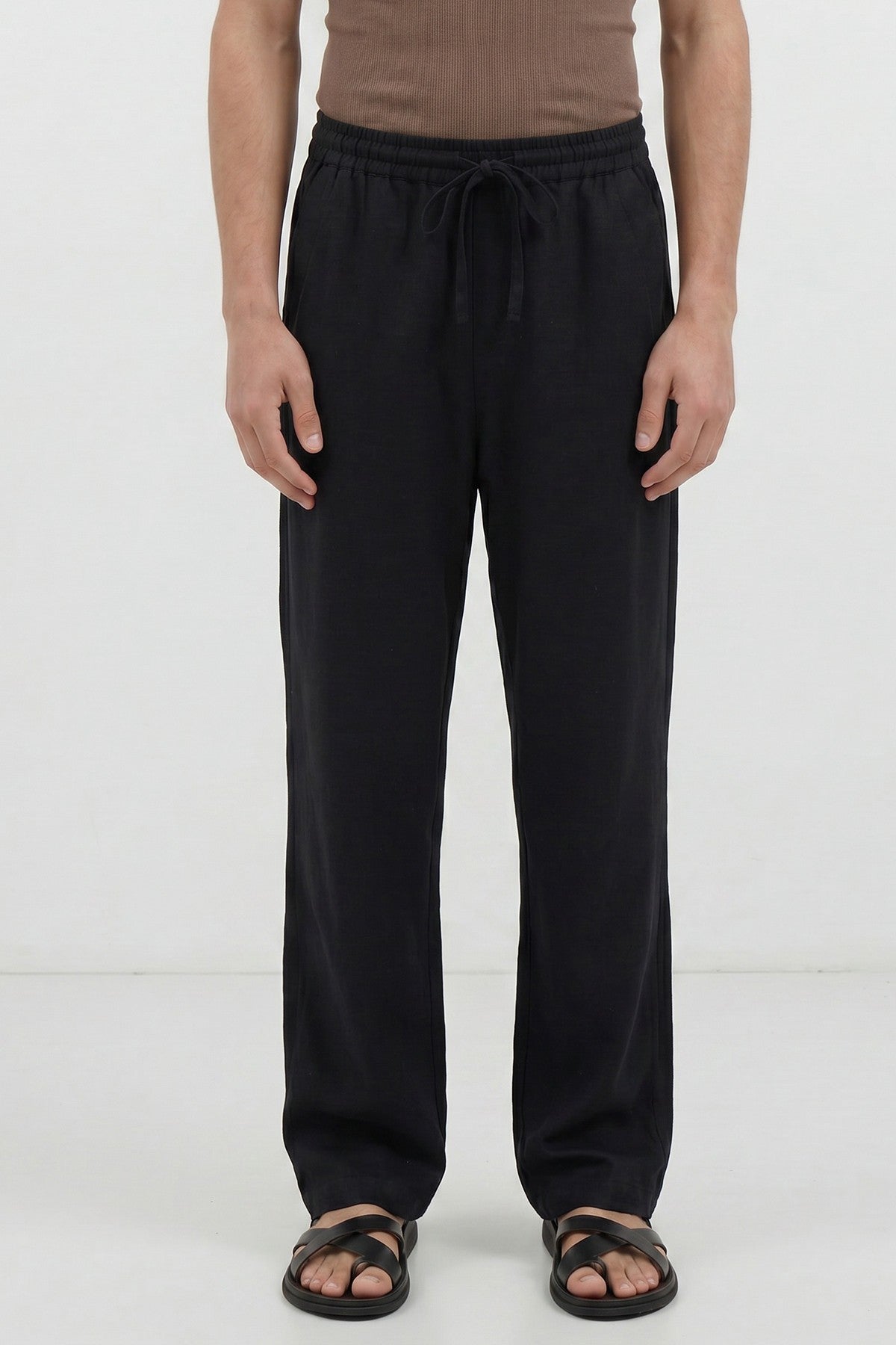 Antioch Men's Linen-Blend Waistband-Elasticated Pants