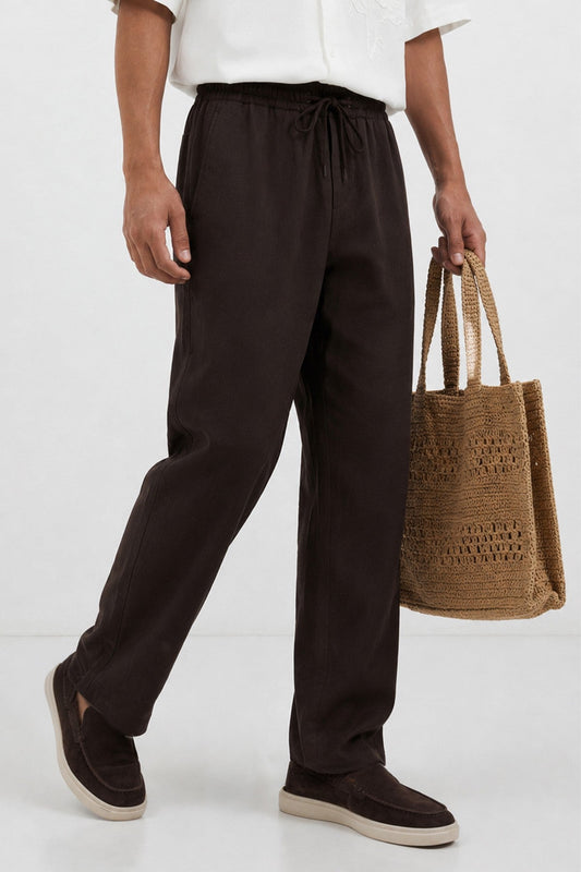 Antioch Men's Linen-Blend Waistband-Elasticated Pants