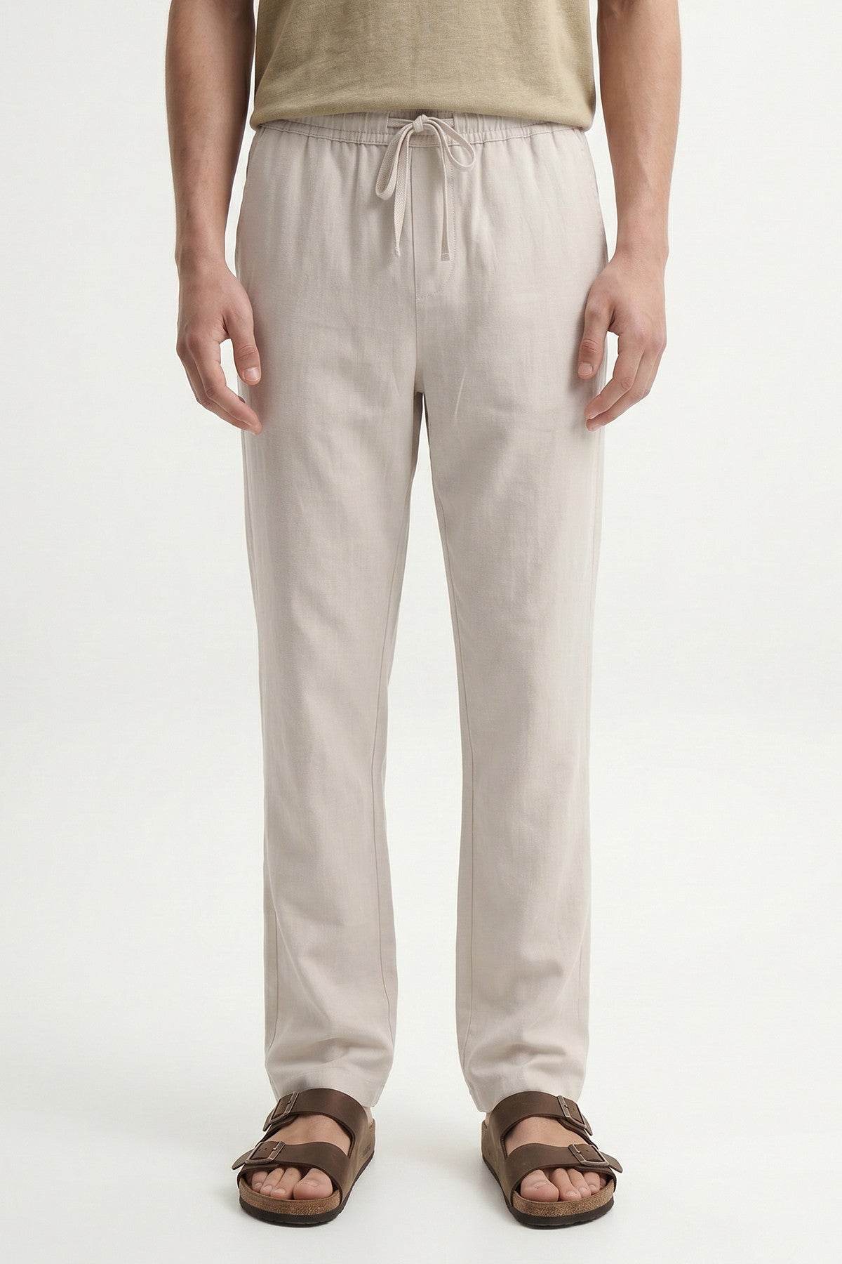 Antioch Men's Linen-Blend Waistband-Elasticated Pants
