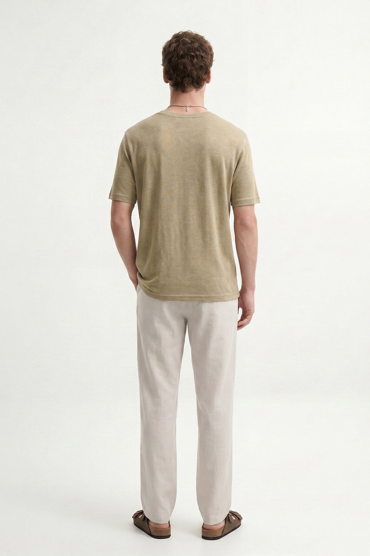 Antioch Men's Linen-Blend Waistband-Elasticated Pants