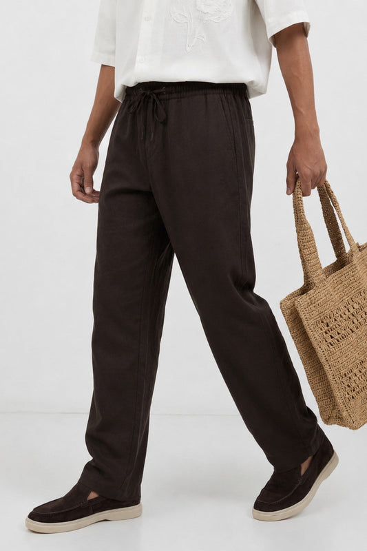 Antioch Men's Linen-Blend Waistband-Elasticated Pants