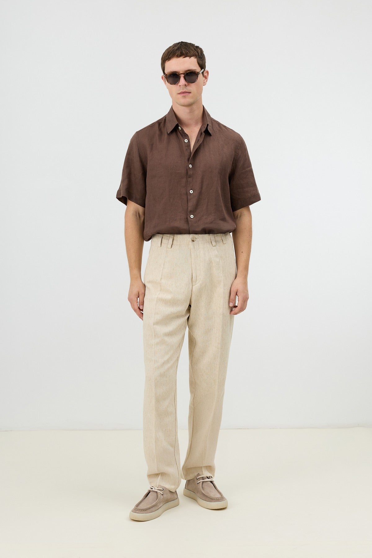 Men's Pants with Herringbone Pattern in Antioch Linen Blend