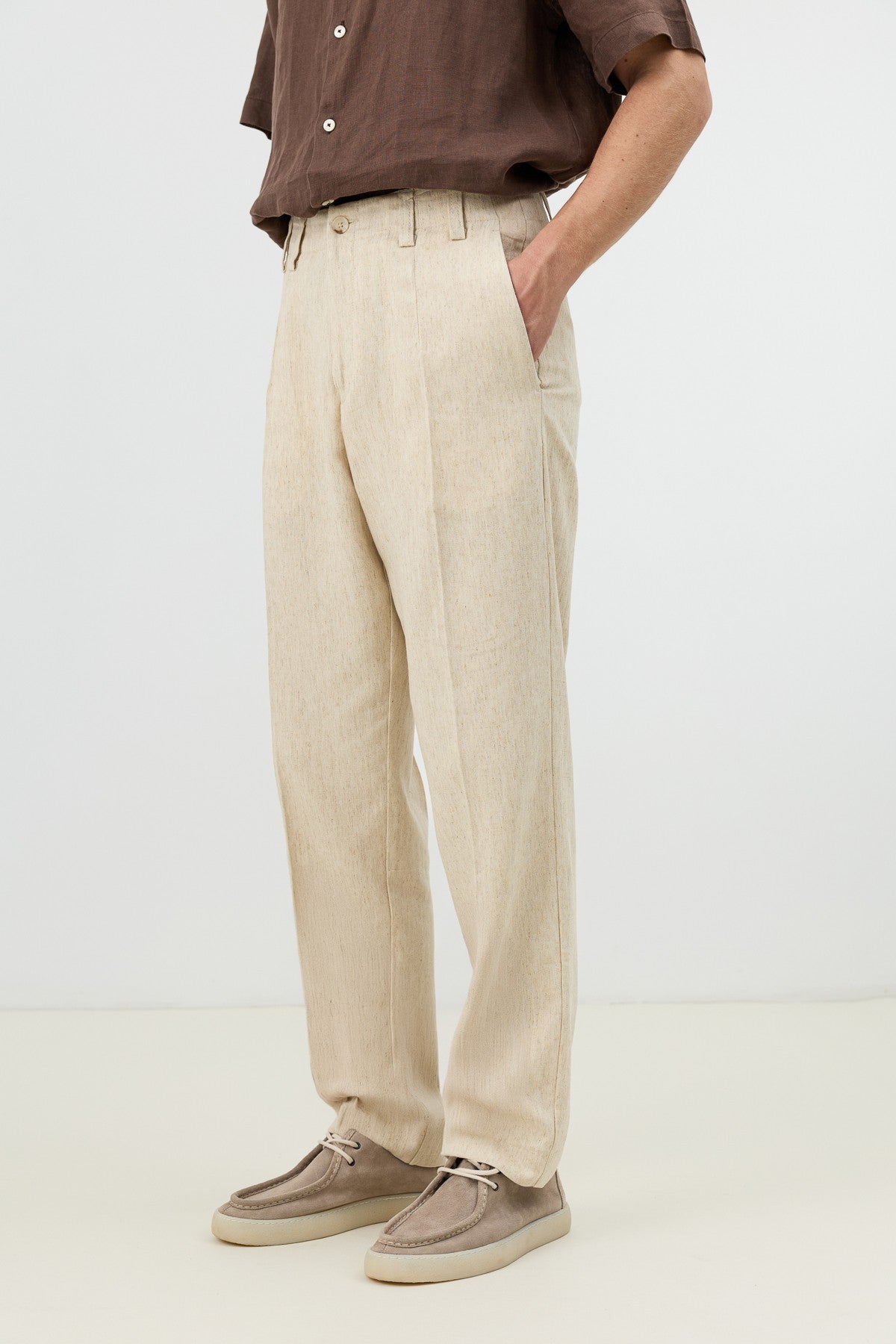 Men's Pants with Herringbone Pattern in Antioch Linen Blend