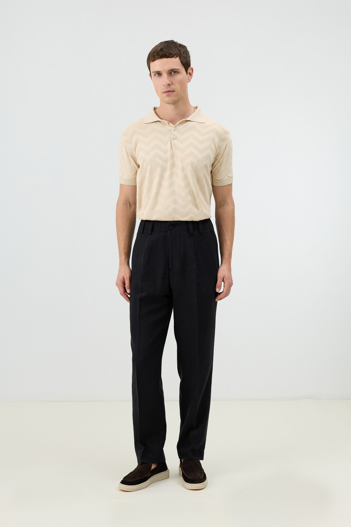 Men's Pants with Herringbone Pattern in Antioch Linen Blend