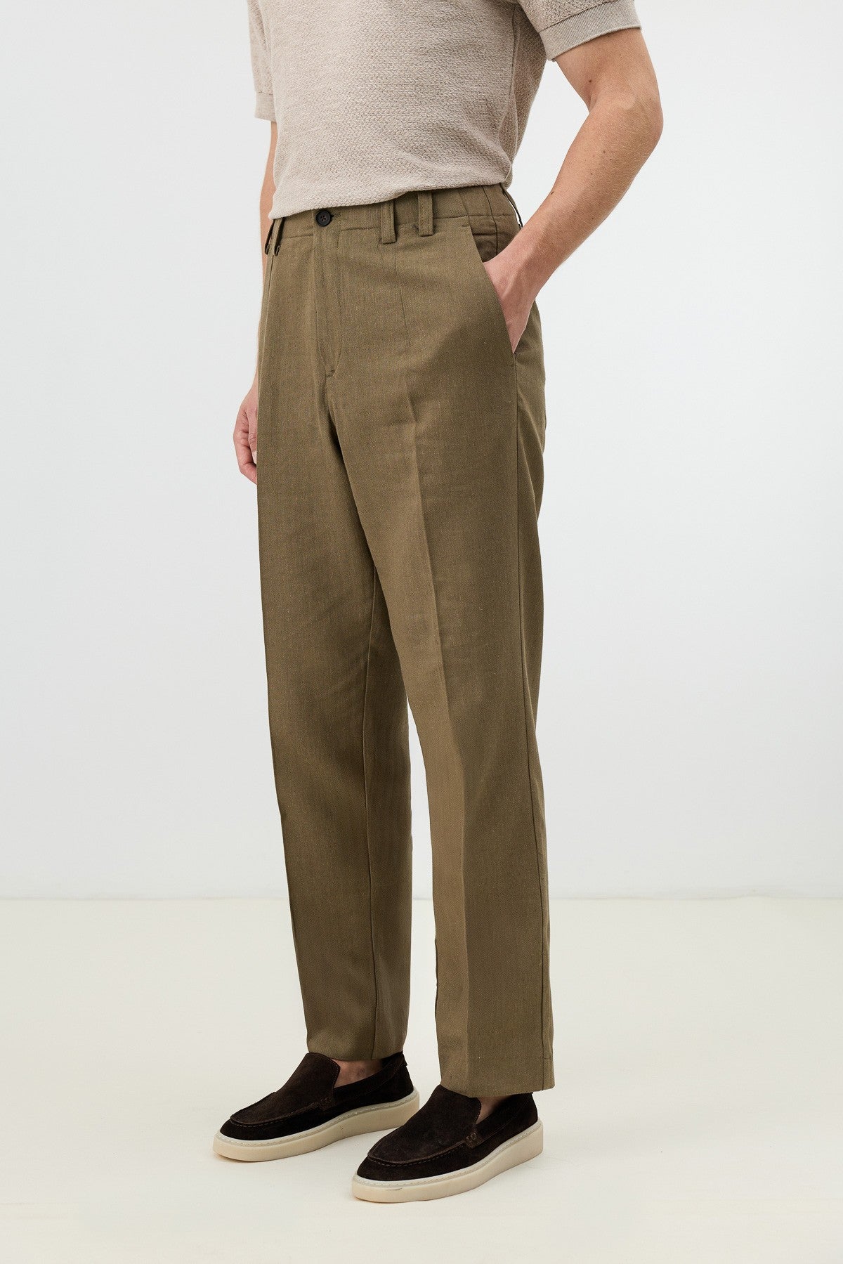 Men's Pants with Herringbone Pattern in Antioch Linen Blend