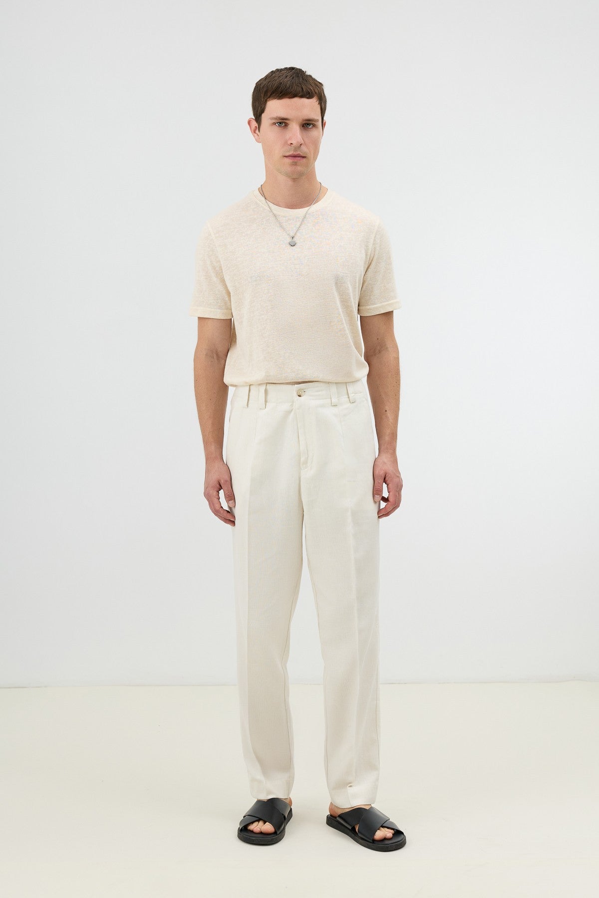 Men's Pants with Herringbone Pattern in Antioch Linen Blend
