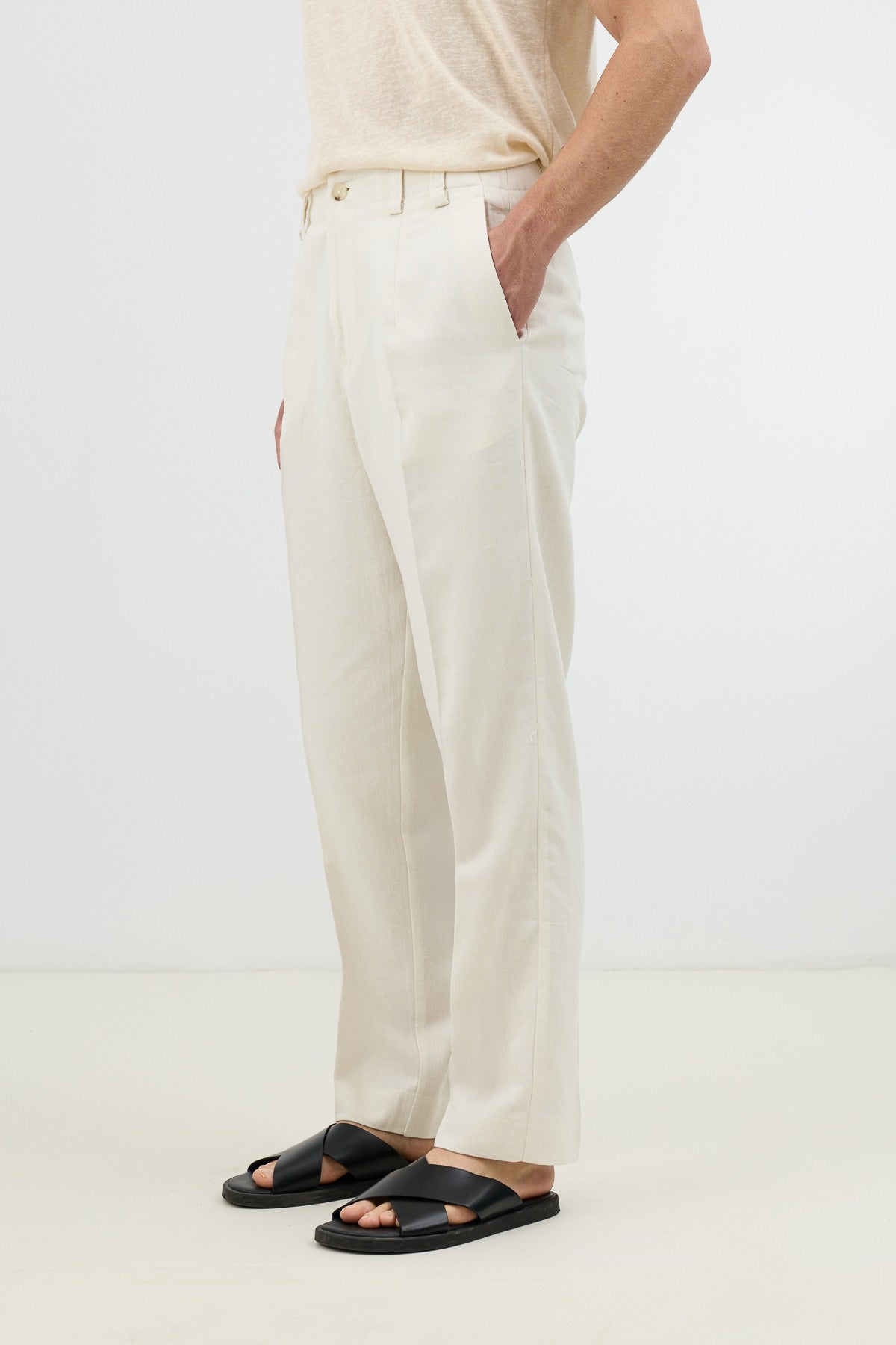 Men's Pants with Herringbone Pattern in Antioch Linen Blend