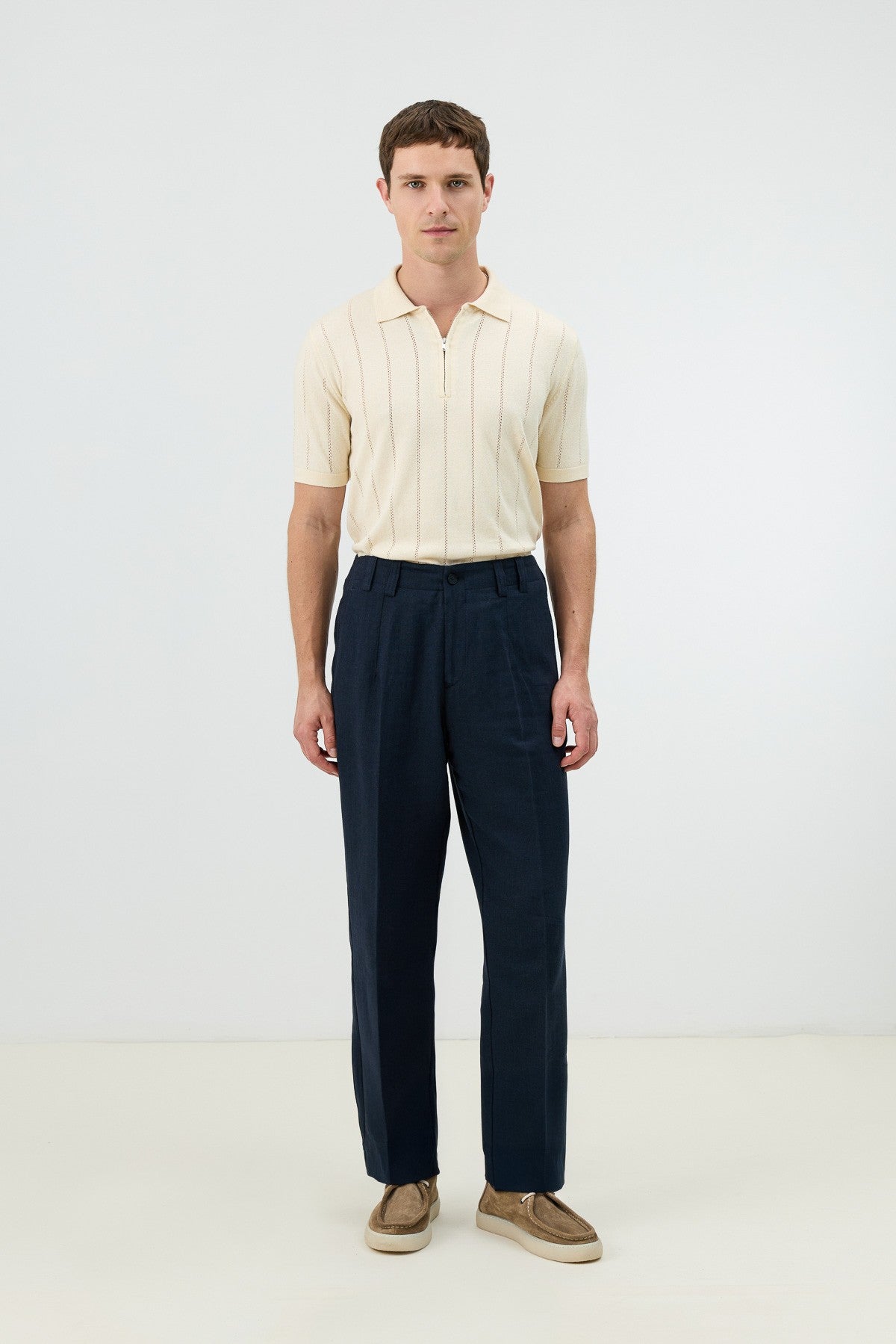 Men's Pants with Herringbone Pattern in Antioch Linen Blend