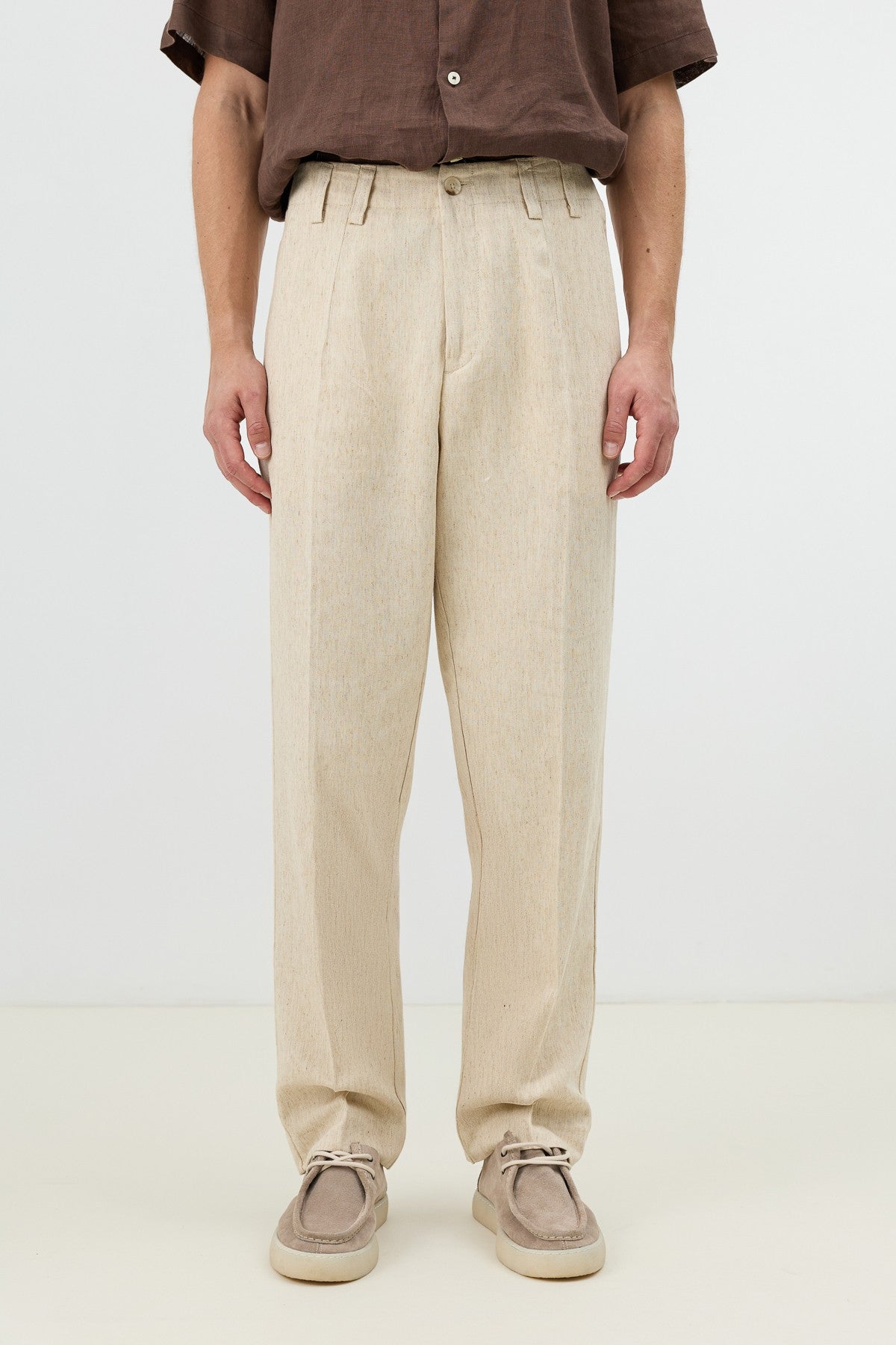 Men's Pants with Herringbone Pattern in Antioch Linen Blend