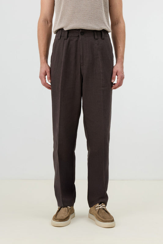 Men's Pants with Herringbone Pattern in Antioch Linen Blend