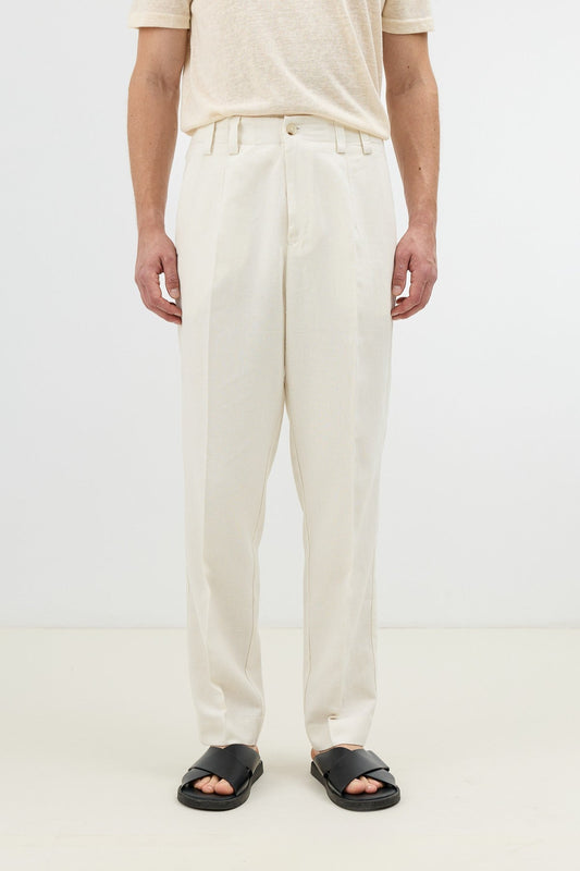 Men's Pants with Herringbone Pattern in Antioch Linen Blend