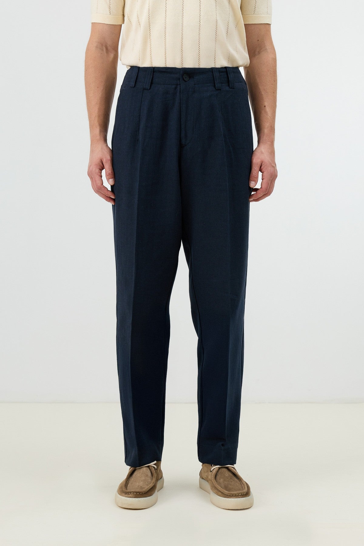 Men's Pants with Herringbone Pattern in Antioch Linen Blend