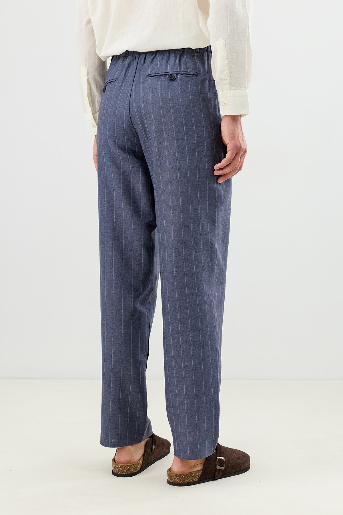 Men's Striped Pants with Linen Blend