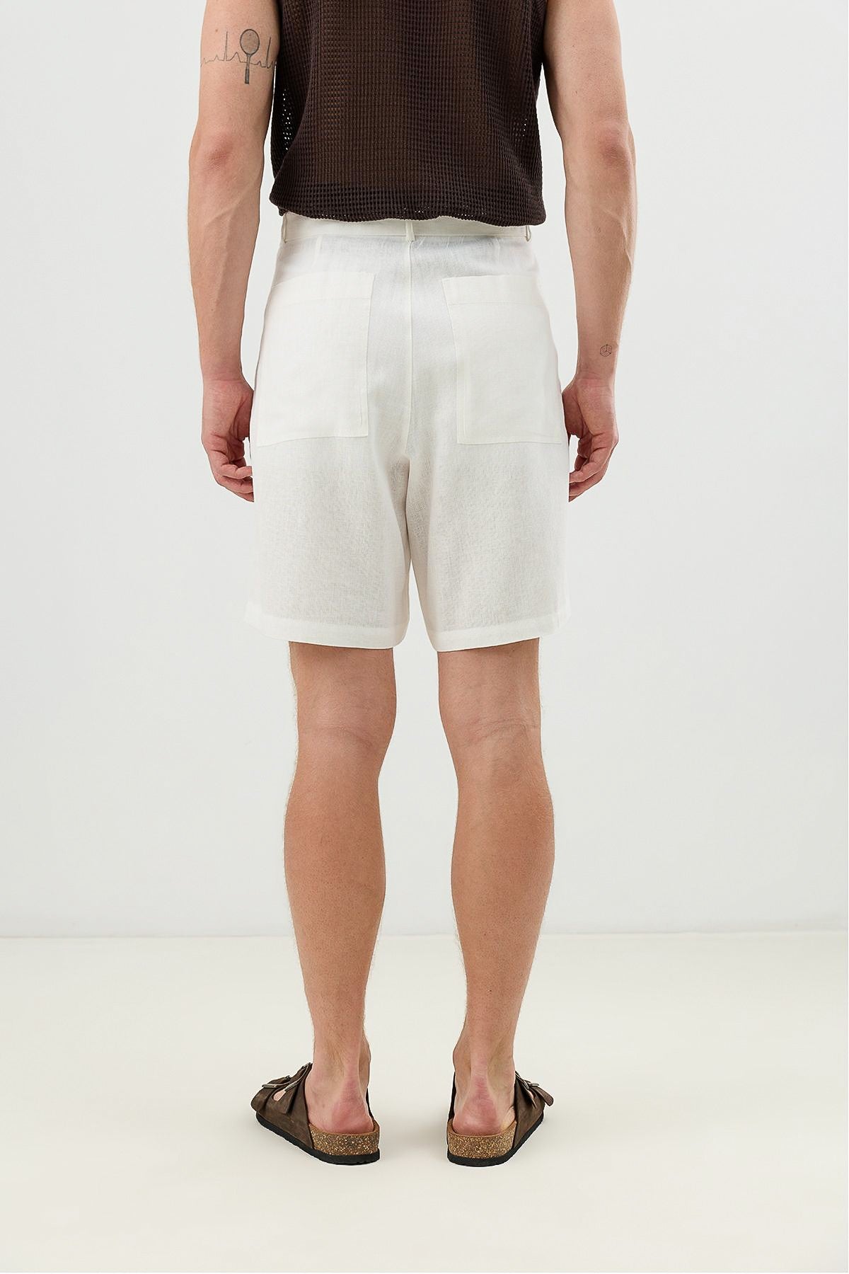 Linen-Blend Shorts with a Belt