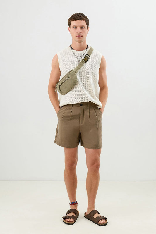 Men's Pleated Shorts with Lyocell Blend