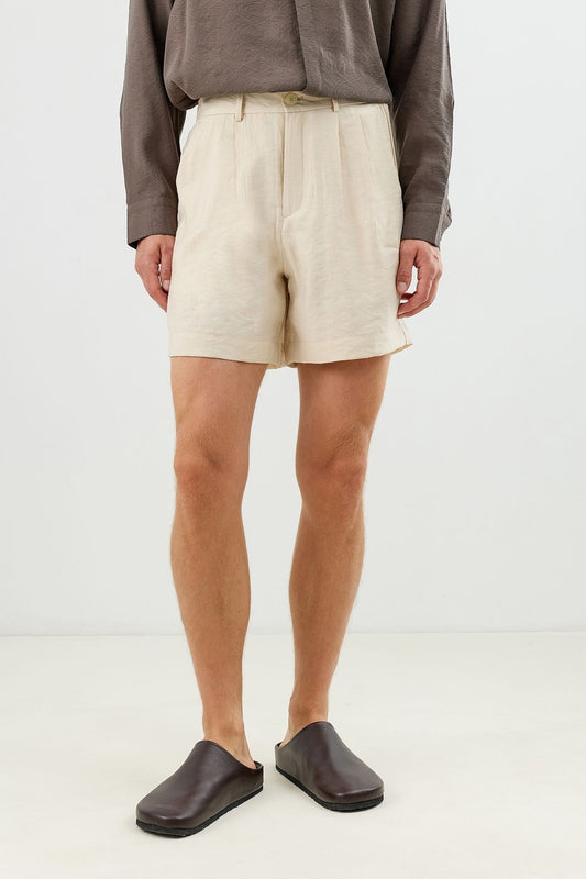 Men's Pleated Shorts with Lyocell Blend