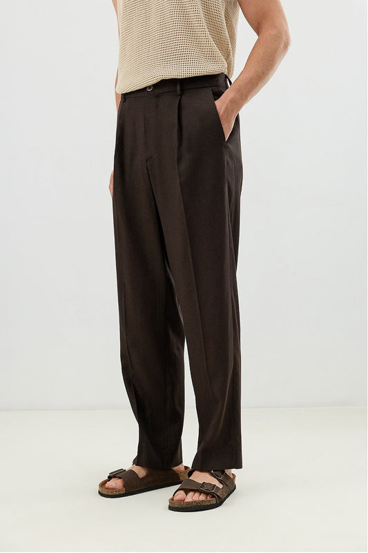Men's Linen-Blend Pants with an Elastic Waistband