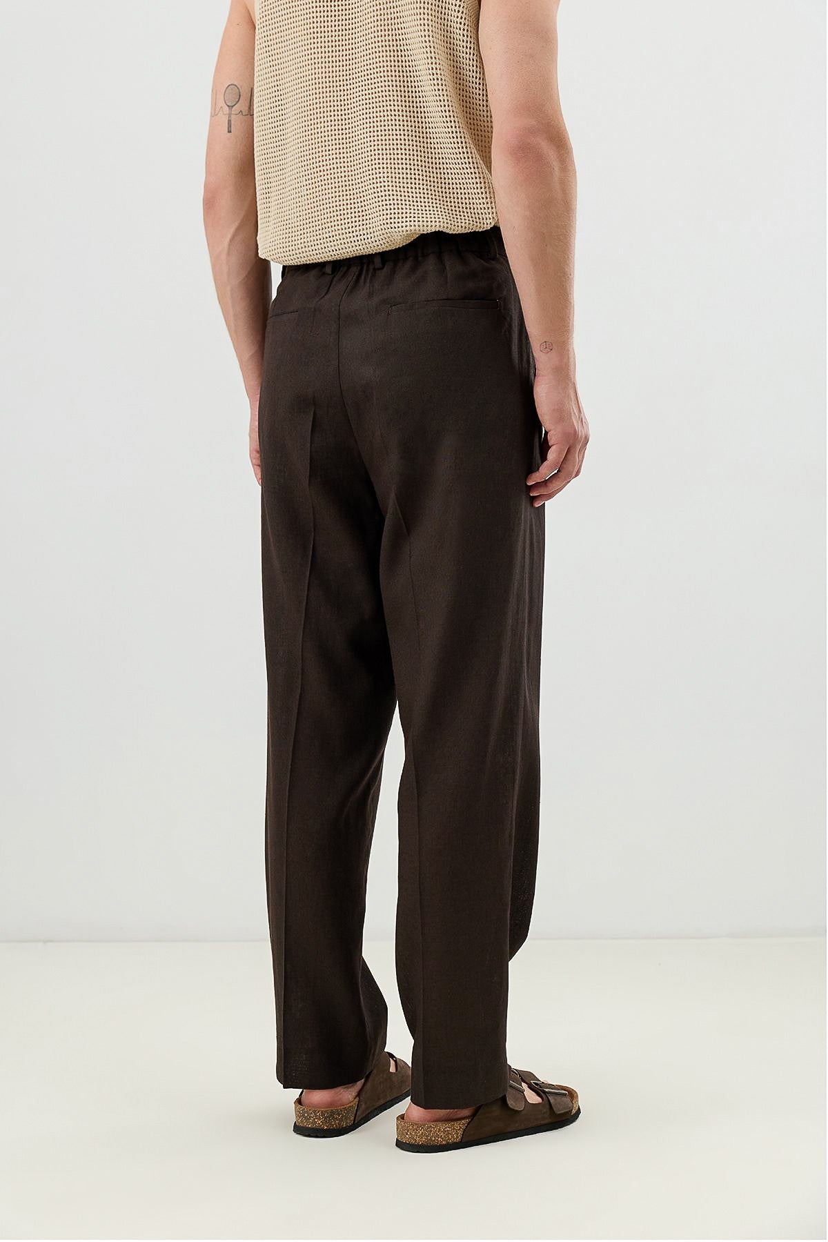 Men's Linen-Blend Pants with an Elastic Waistband