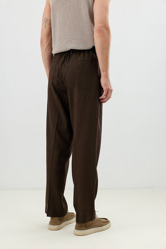 Men's Linen-Blend Pants with an Elastic Waistband
