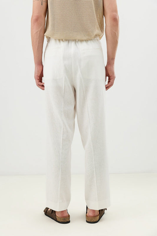 Men's Linen-Blend Pants with an Elastic Waistband