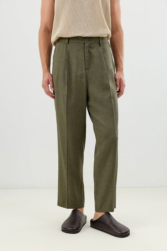 Men's Linen-Blend Pants with an Elastic Waistband