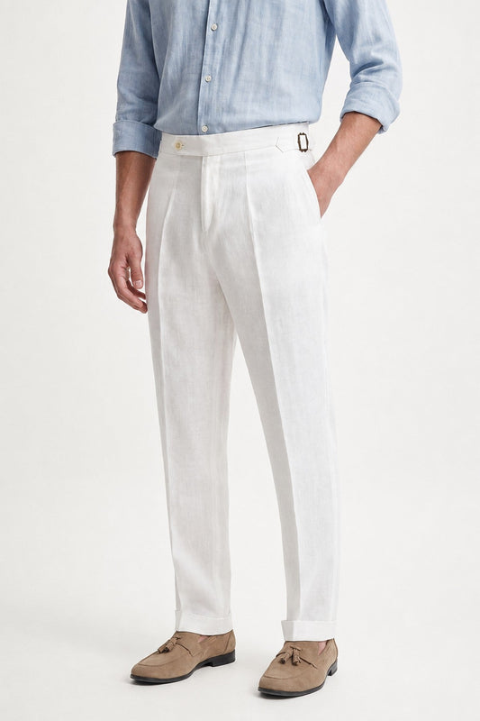 100% Linen Pants with Bow Detail