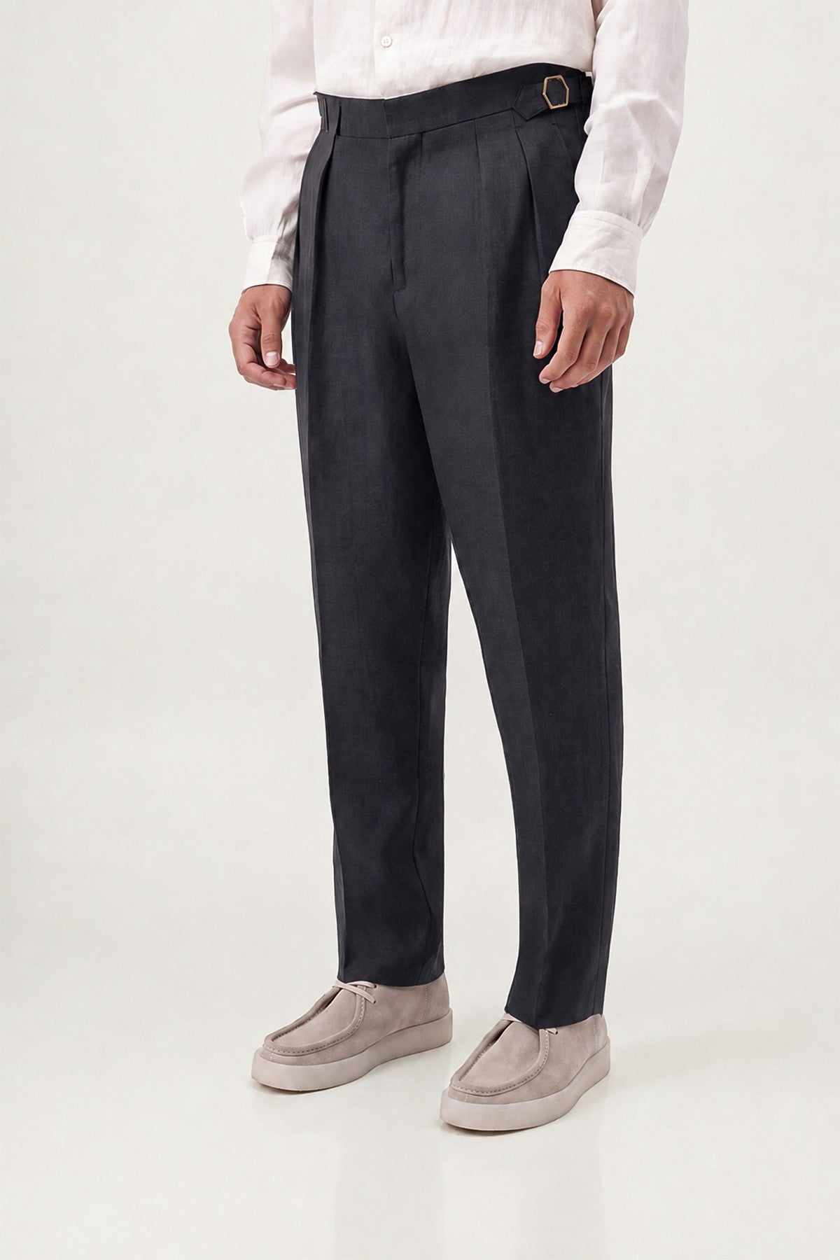 100% Linen Double-Pleated Pants