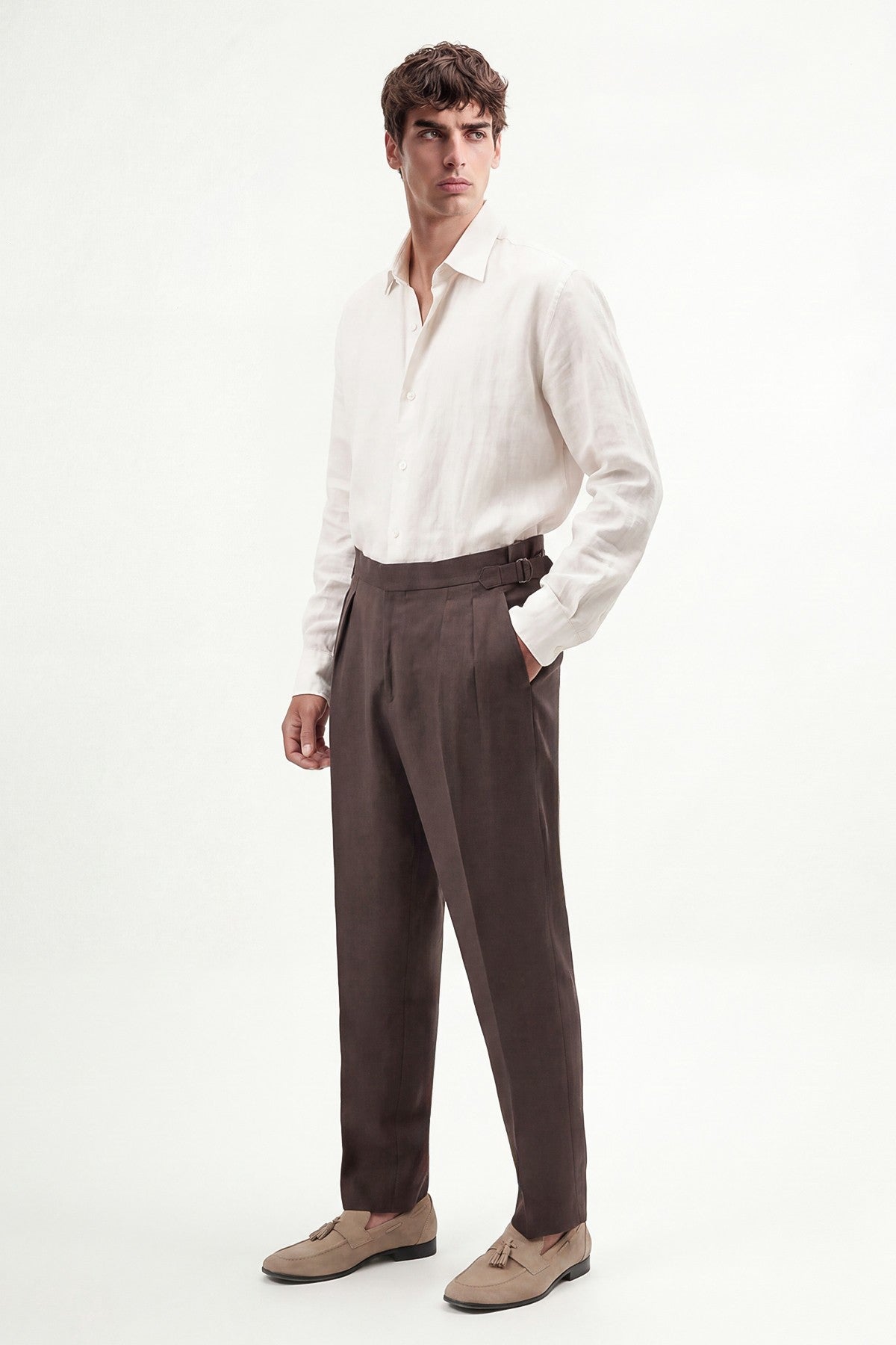 100% Linen Double-Pleated Pants