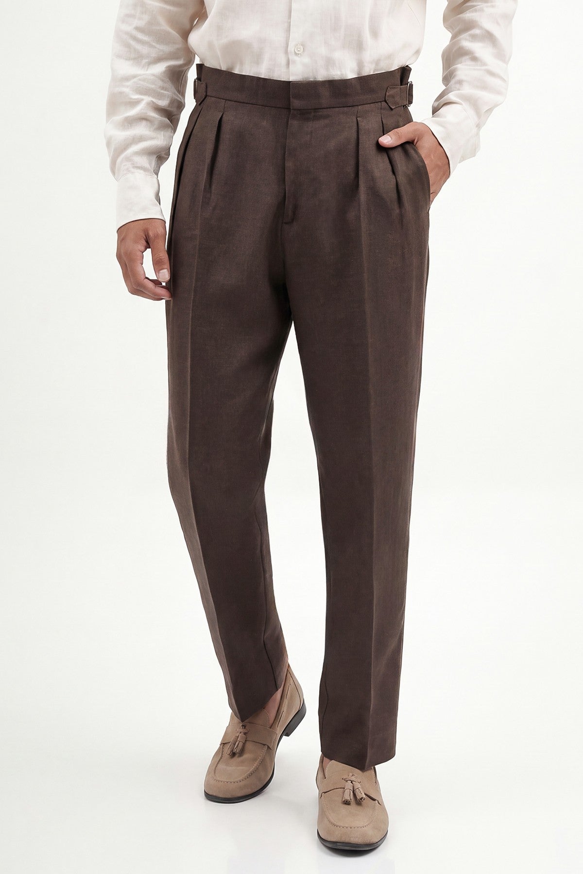100% Linen Double-Pleated Pants