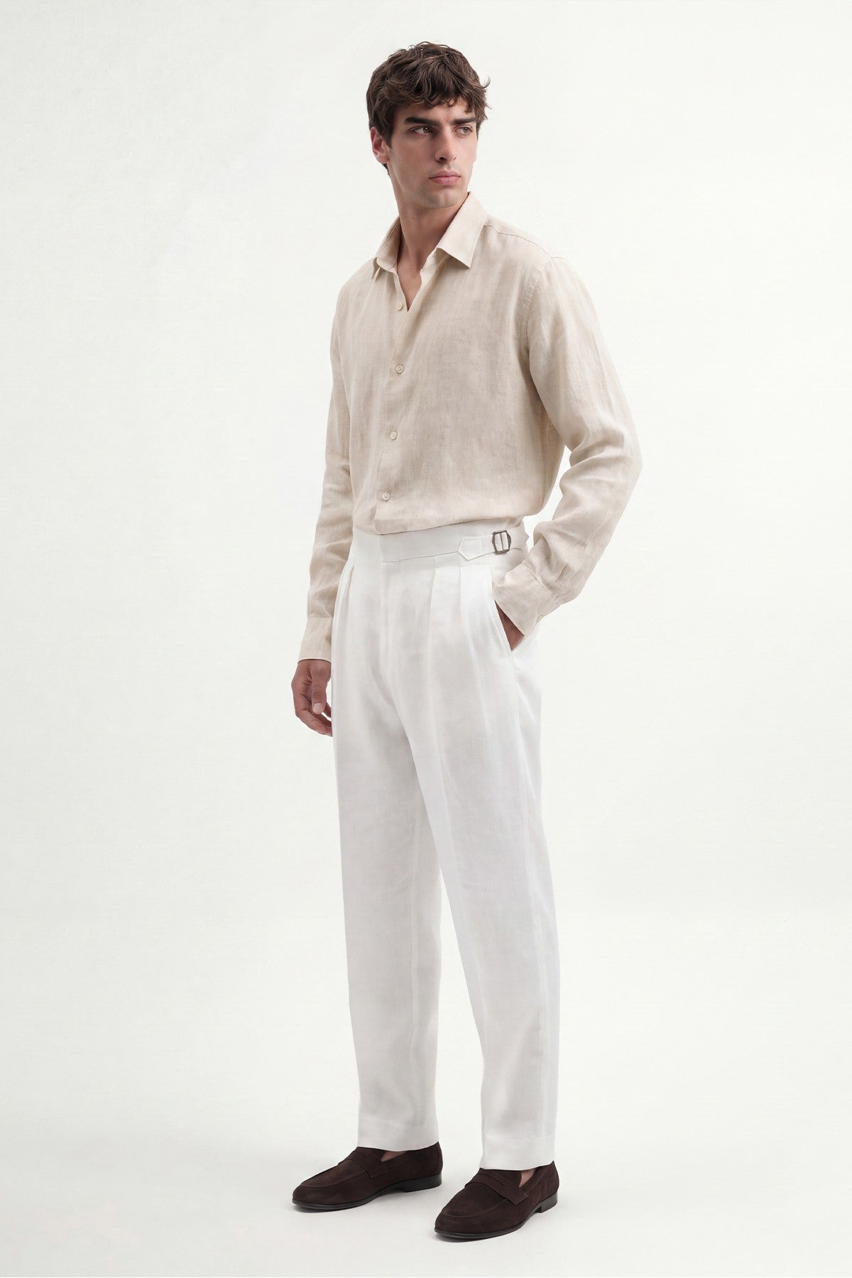 100% Linen Double-Pleated Pants