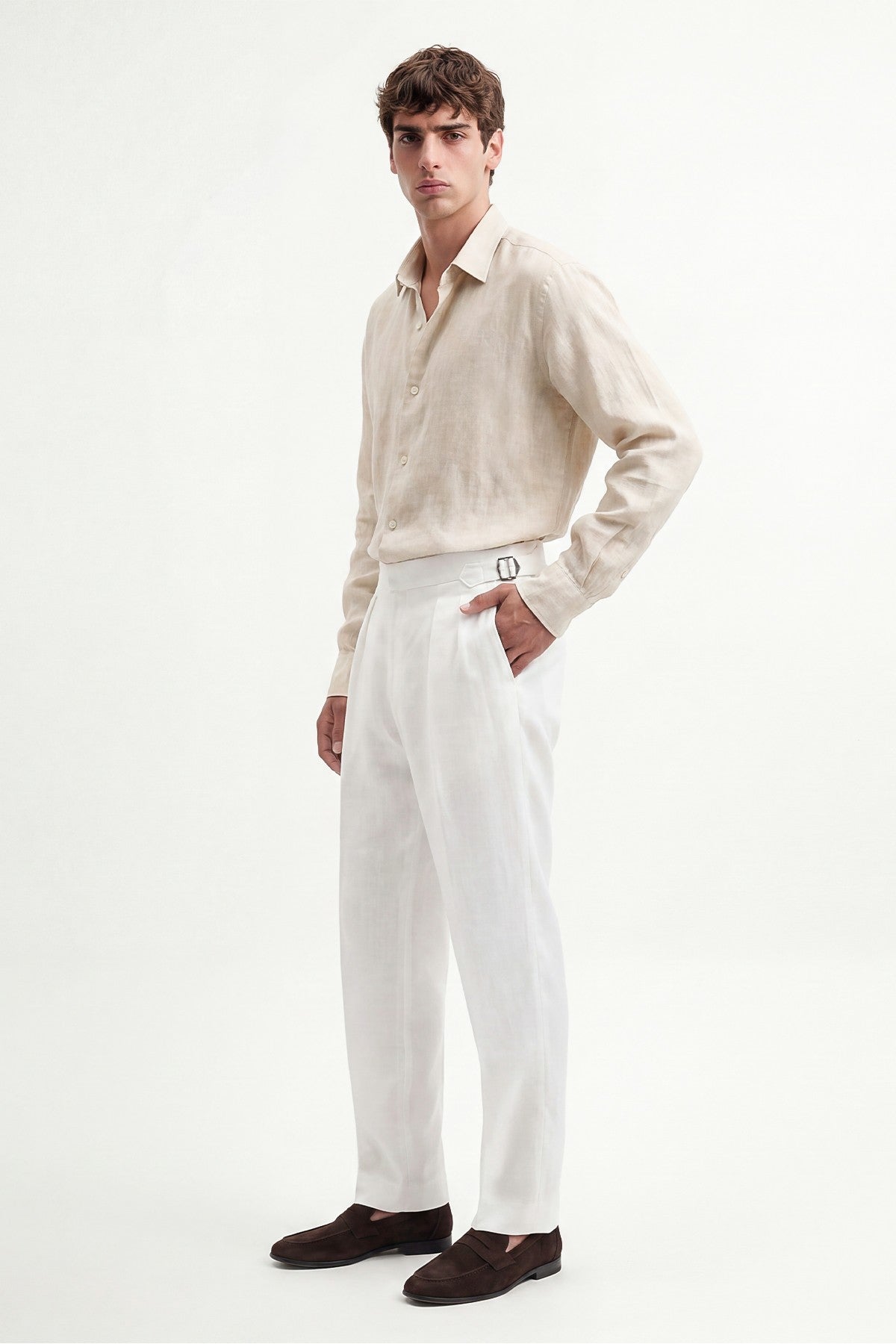 100% Linen Double-Pleated Pants