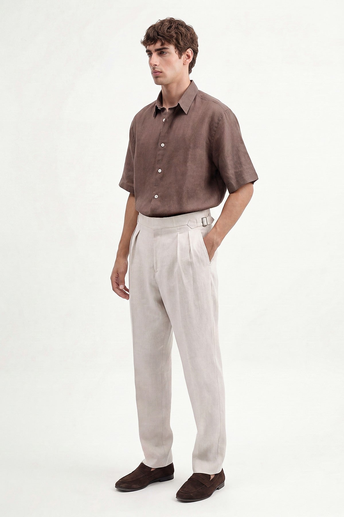 100% Linen Double-Pleated Pants