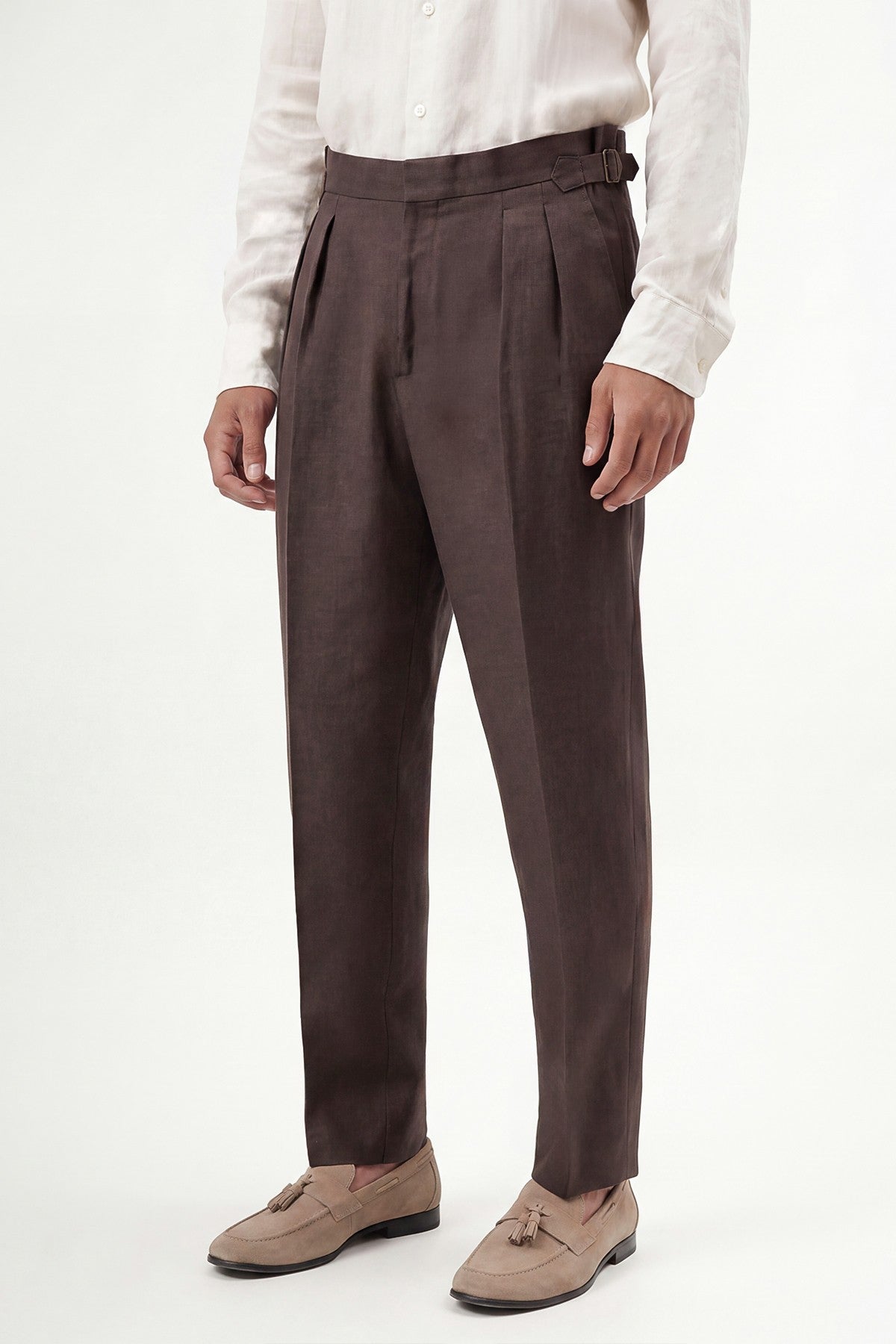100% Linen Double-Pleated Pants