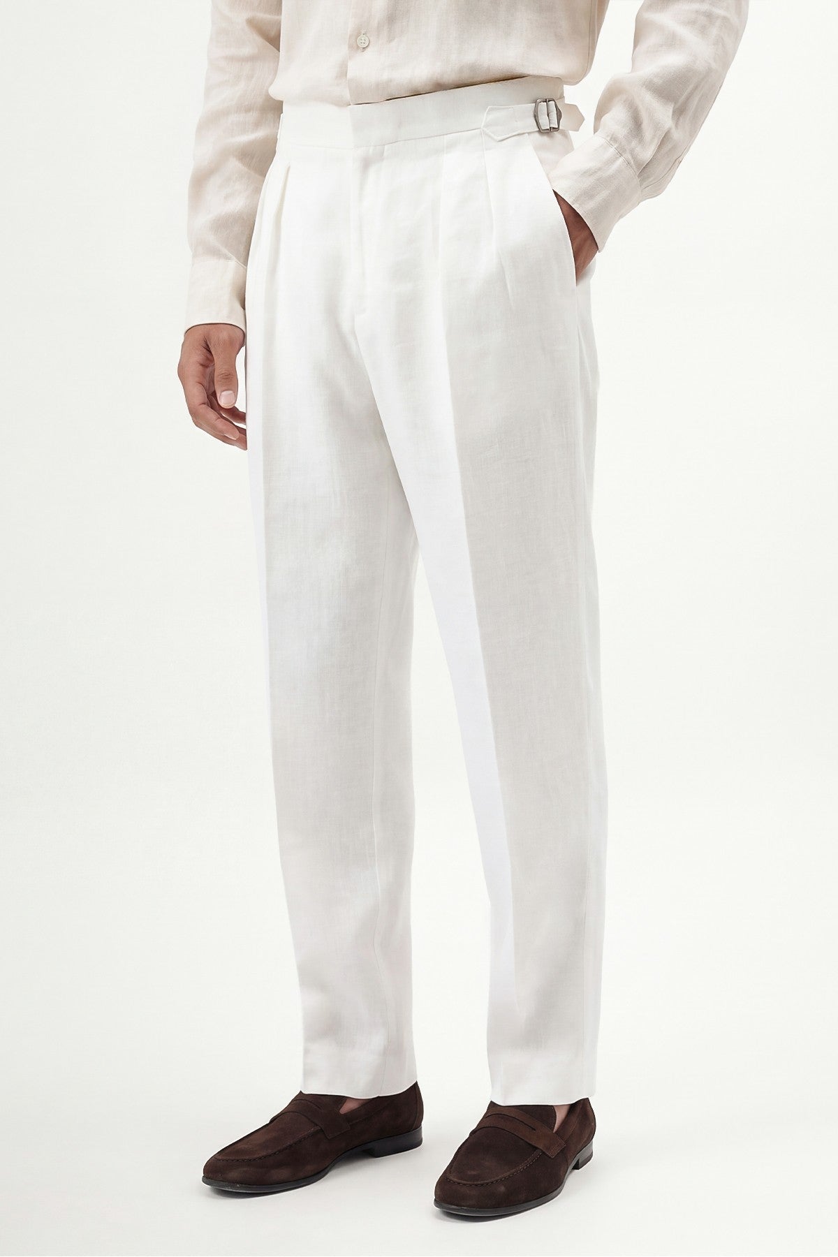 100% Linen Double-Pleated Pants