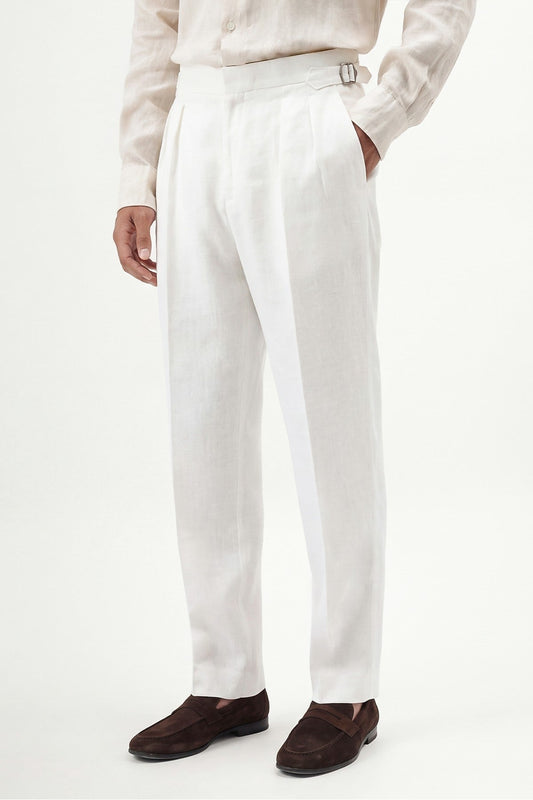 100% Linen Double-Pleated Pants