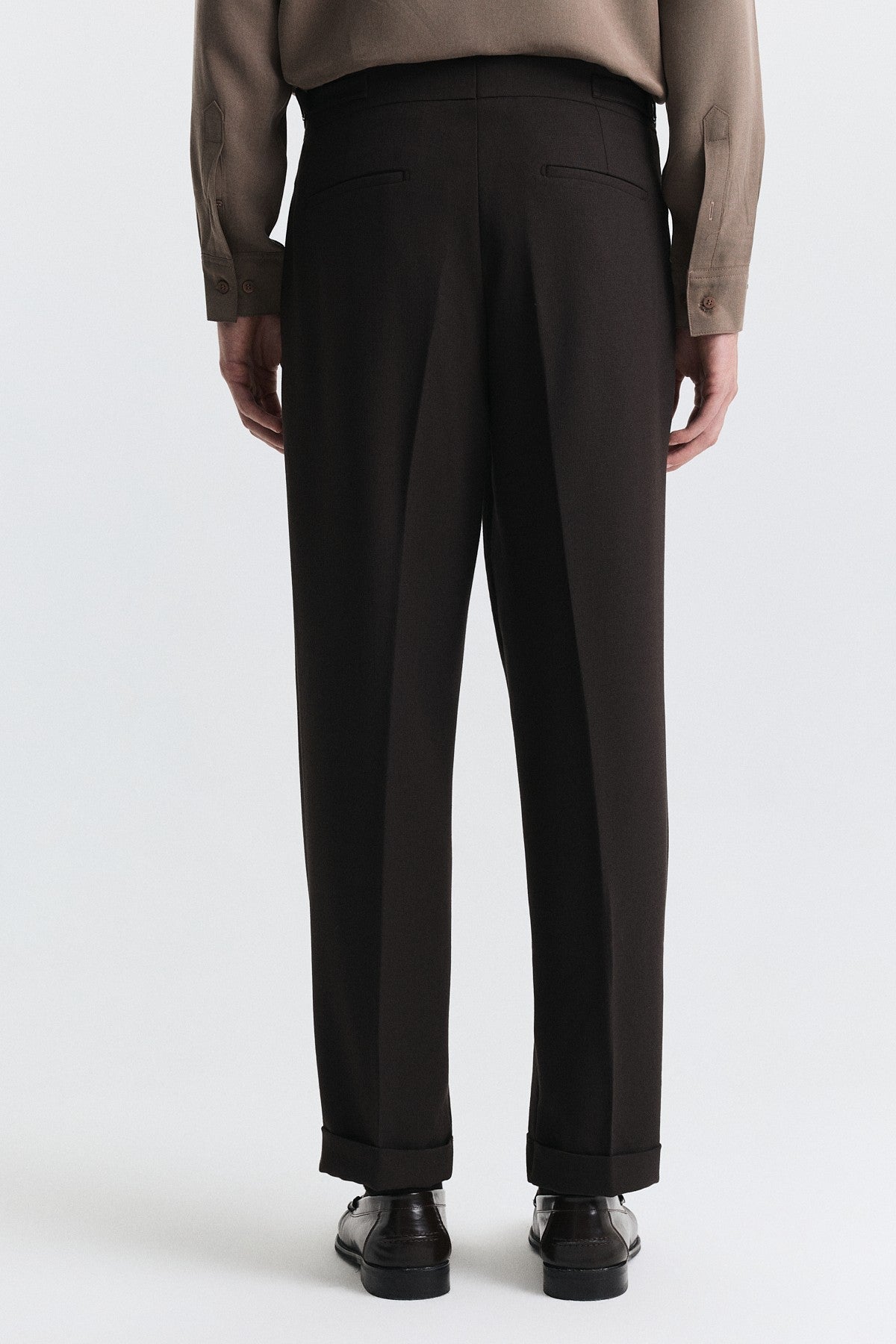 Tapered-Fit Double-Pleated Pants