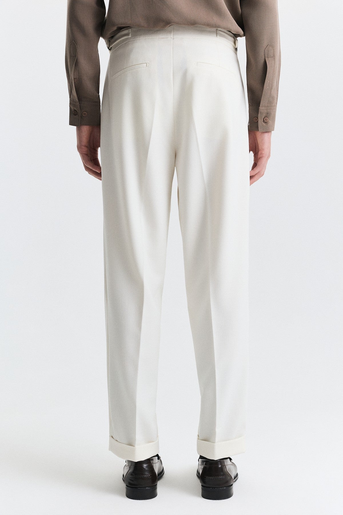 Tapered-Fit Double-Pleated Pants