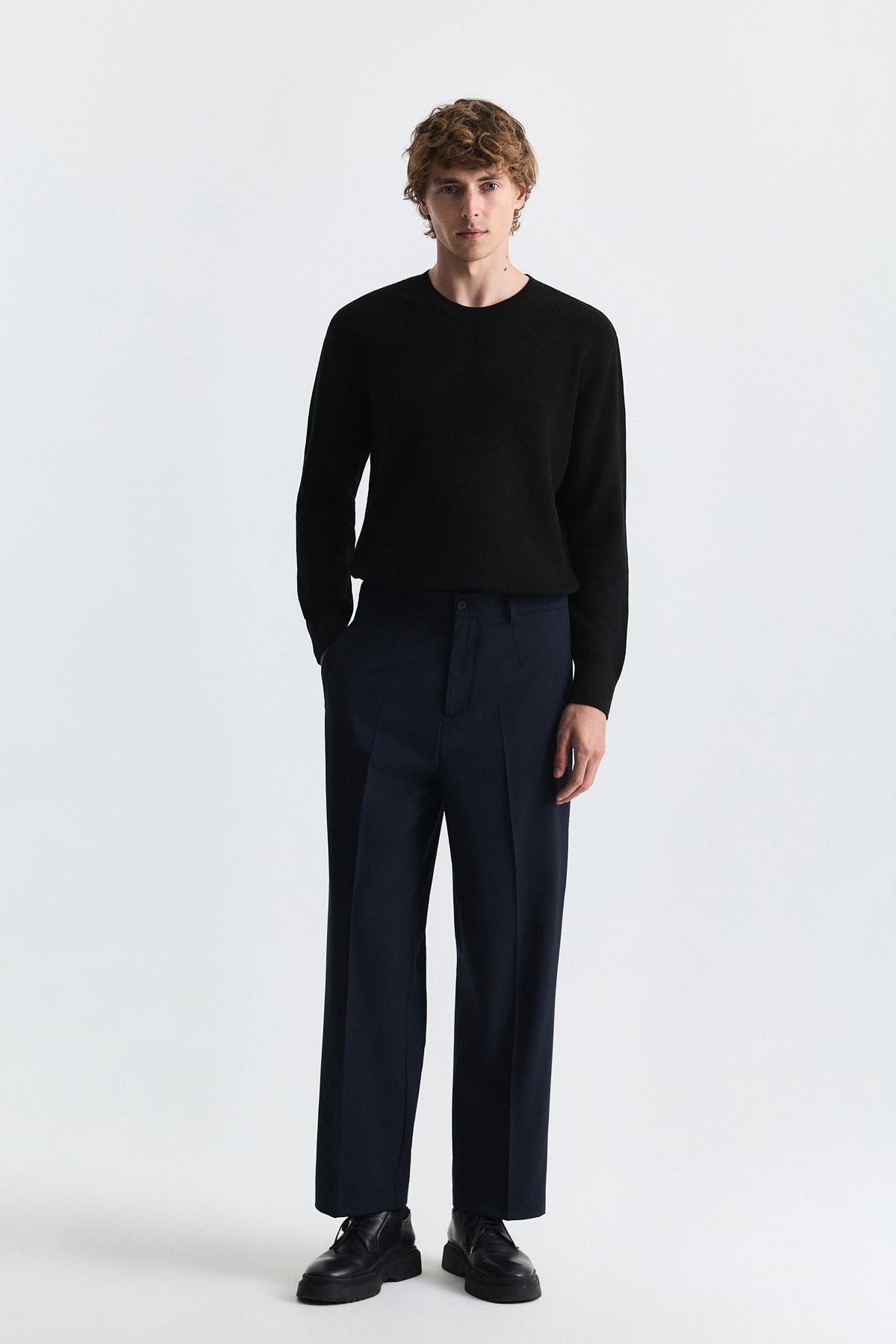 Wool-Blend Pleated Pants