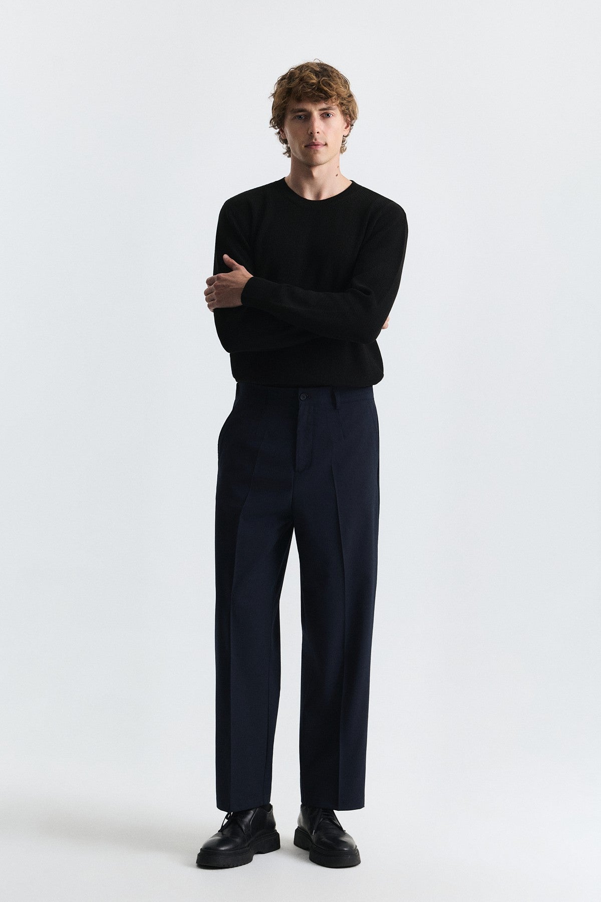 Wool-Blend Pleated Pants