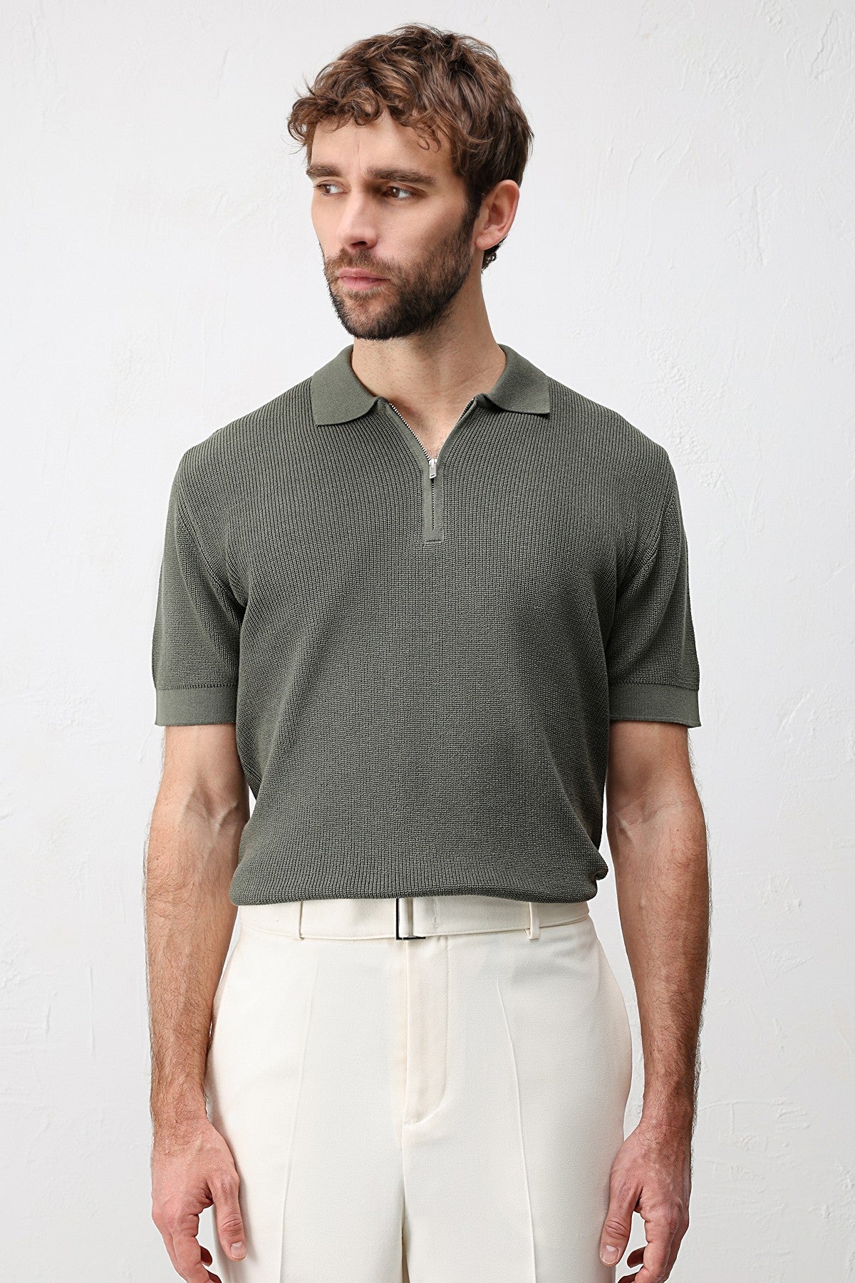 Antioch Comfort Slim Men's Zipper-Front Knit T-Shirt