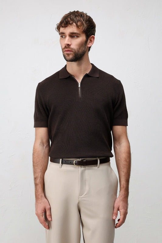 Antioch Comfort Slim Men's Zipper-Front Knit T-Shirt