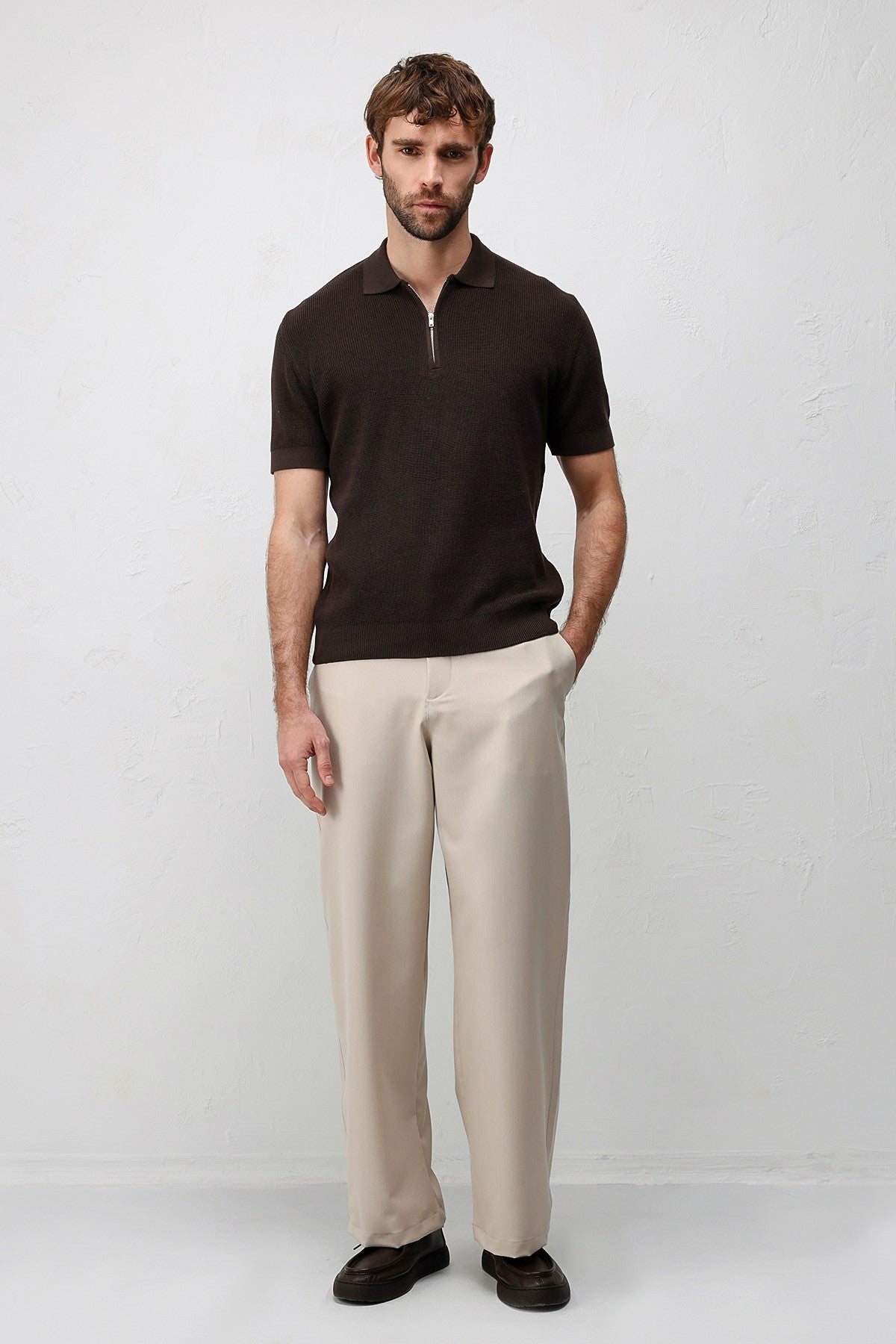 Antioch Comfort Slim Men's Zipper-Front Knit T-Shirt