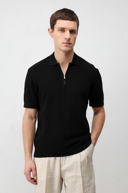 Antioch Comfort Slim Men's Zipper-Front Knit T-Shirt