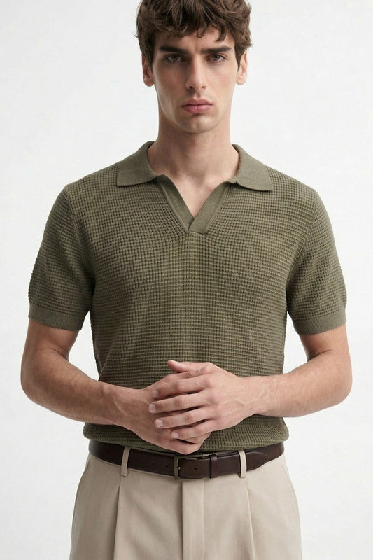 Antioch Textured Polo-Neck Men's T-Shirt